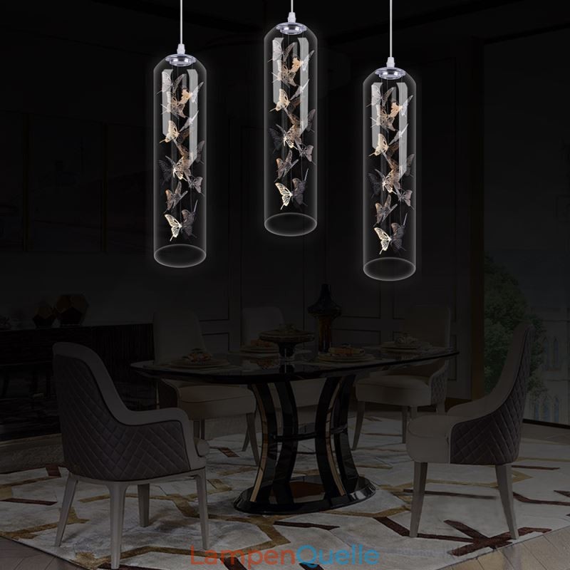 Glas Pendelleuchte Kreative Nordische Zylinderlampe Schmetterlingsleuchte