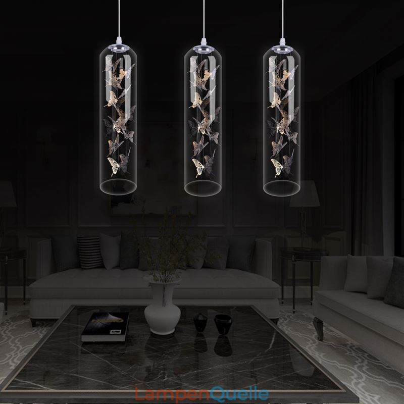 Glas Pendelleuchte Kreative Nordische Zylinderlampe Schmetterlingsleuchte