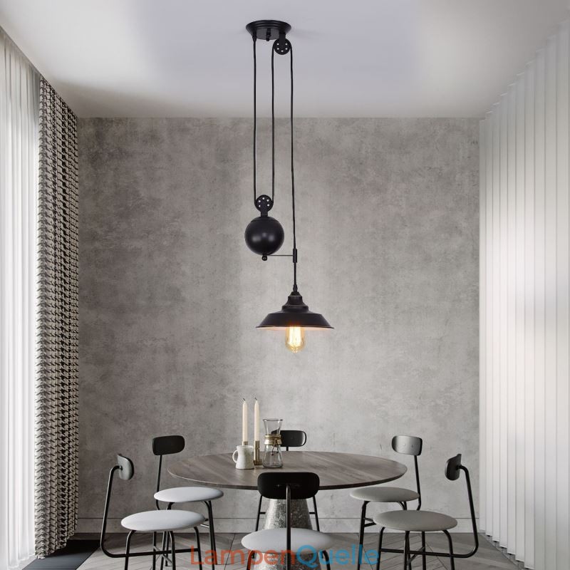 Industrielle Bauernhaus Pulley Pendelleuchte Versenkbares Design Einstellbare Höhe