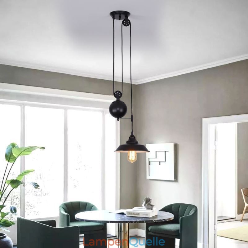Industrielle Bauernhaus Pulley Pendelleuchte Versenkbares Design Einstellbare Höhe