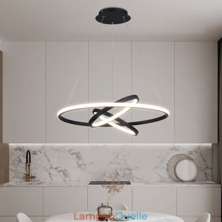 Moderner Kronleuchter, dimmbare Pendelleuchte mit 3 Ringen