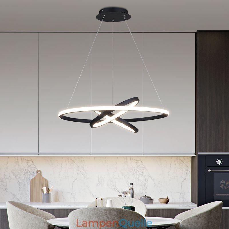 Moderner Kronleuchter, dimmbare Pendelleuchte mit 3 Ringen