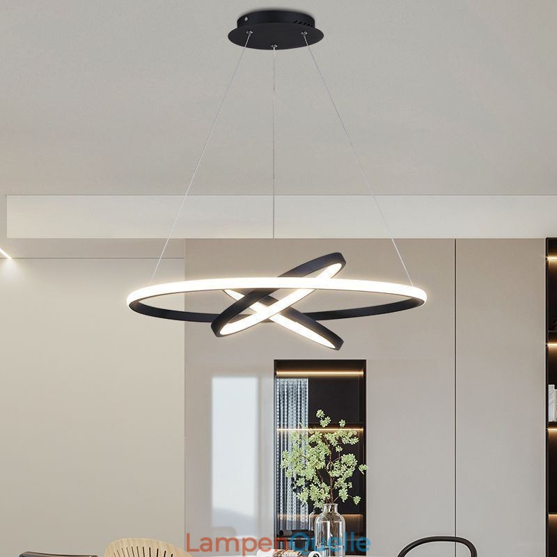 Moderner Kronleuchter, dimmbare Pendelleuchte mit 3 Ringen