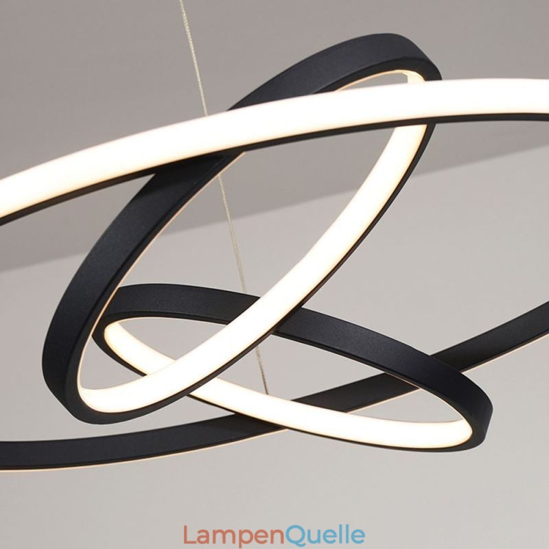 Moderner Kronleuchter, dimmbare Pendelleuchte mit 3 Ringen