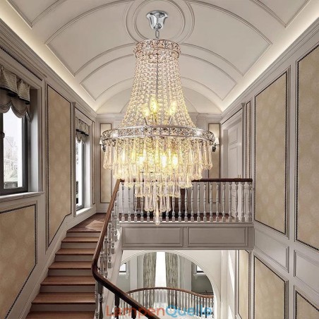 Moderne Kristall Kronleuchter Zeitgenössische Elegante Deckenleuchte Duplex Treppe Moderne Kristall Kronleuchter Zeitgenössische Elegante Deckenleuchte Duplex Treppe