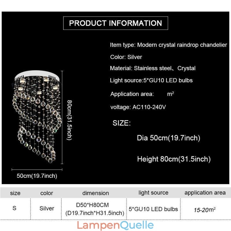 Moderner Kristall-Kronleuchter, runde Regentropfen-Deckenleuchte