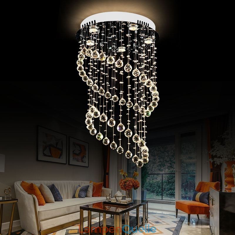 Moderner Kristall-Kronleuchter, runde Regentropfen-Deckenleuchte