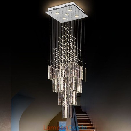 Moderne Quadratische Kristall Kronleuchter Zeitgenössische Elegante Decke Leuchte Duplex Treppe Moderne Quadratische Kristall Kronleuchter Zeitgenössische Elegante Decke Leuchte Duplex Treppe