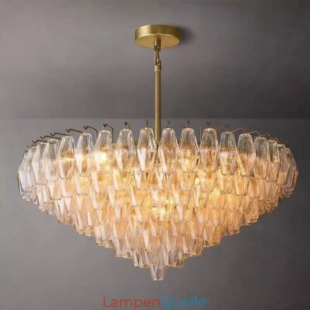 Amerikanische Pendelleuchte Glas Deckenleuchte Bernstein Transparent 90cm 14 Lichter Amerikanische Pendelleuchte Glas Deckenleuchte Bernstein Transparent 90cm 14 Lichter