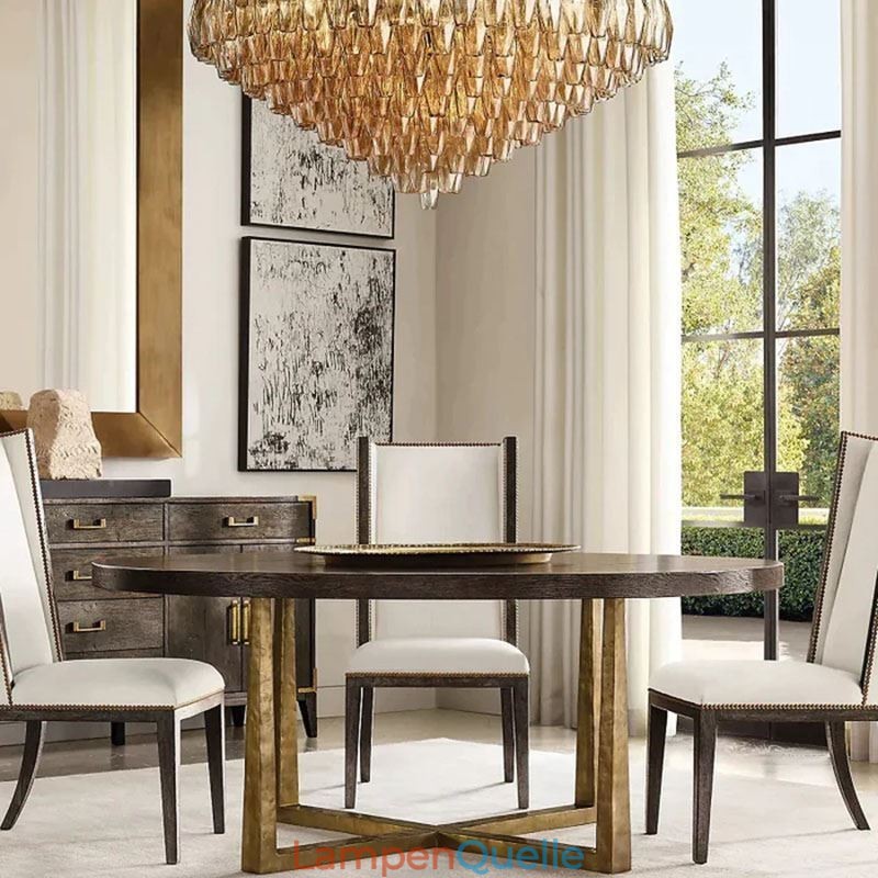 Amerikanische Pendelleuchte Glas Deckenleuchte Bernstein Transparent 90cm 14 Lichter