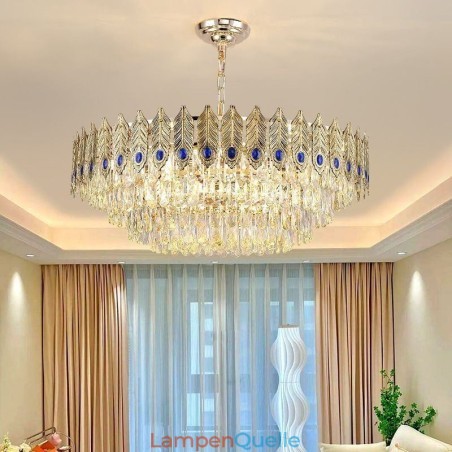 Goldene Feder Kristall Pendelleuchte Duplex Dekorative Deckenleuchte Goldene Feder Kristall Pendelleuchte Duplex Dekorative Deckenleuchte