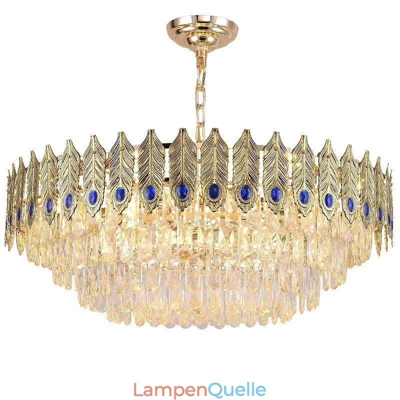 Goldene Feder Kristall Pendelleuchte Duplex Dekorative Deckenleuchte