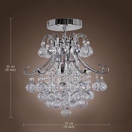 Moderne zeitgenössische Kristall Mini Stil Galvanisierte Metall Kronleuchter Unterputz