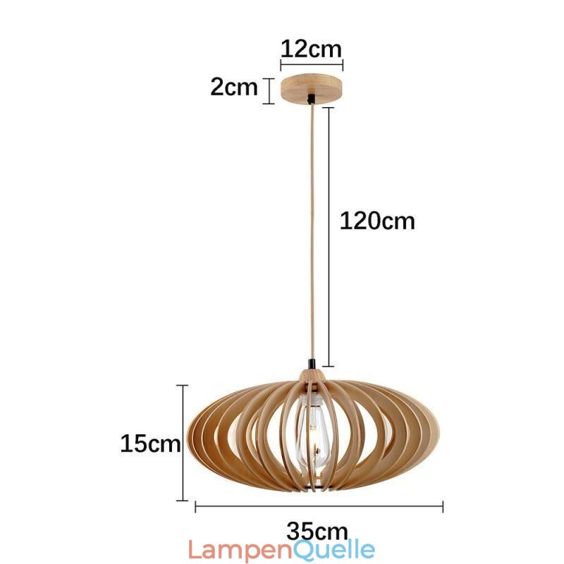 Deckenleuchte aus Lindenholz, 17 cm, ovaler Lampenschirm aus Holz
