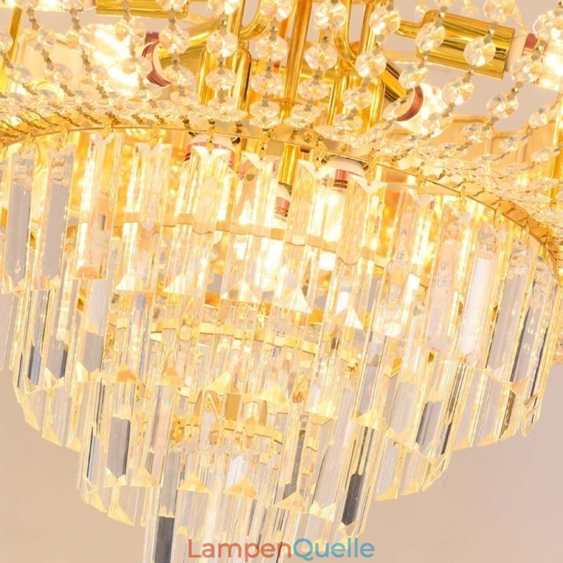 Gold Kristall Pendelleuchte Elegante Dekorative Deckenleuchte