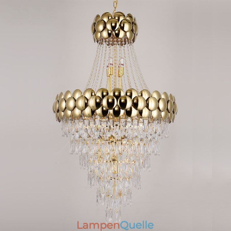 Kristall Pendelleuchte Galvanisiertes Gold Duplex Luxus Dekorative Deckenleuchte 80cm