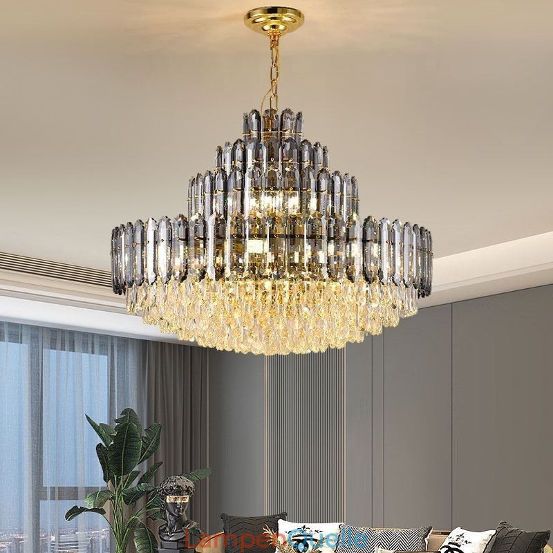 Kristall Pendelleuchte Vier Schichten Luxus Dekorative Deckenleuchte 80cm
