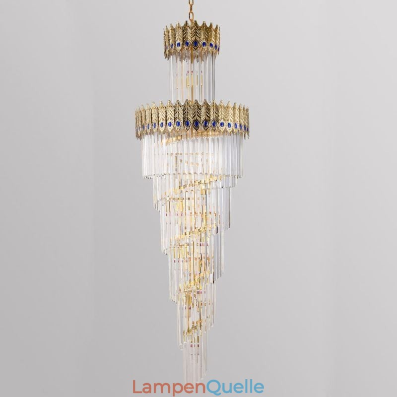 Gold Kristall Pendelleuchte Galvanisiert Gold Phoenix Schwanz Lampenschirm Deckenleuchte