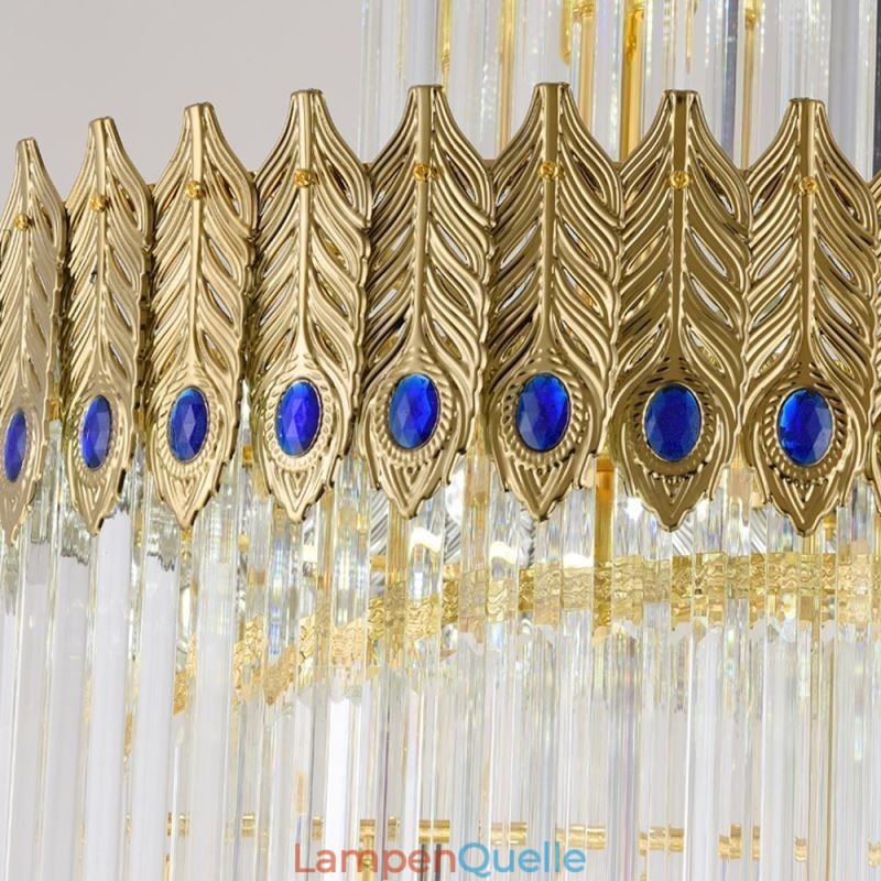 Gold Kristall Pendelleuchte Galvanisiert Gold Phoenix Schwanz Lampenschirm Deckenleuchte