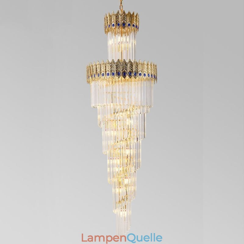 Gold Kristall Pendelleuchte Galvanisiert Gold Phoenix Schwanz Lampenschirm Deckenleuchte