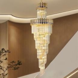 Gold Kristall Pendelleuchte Galvanisiert Gold Phoenix Schwanz Lampenschirm Deckenleuchte