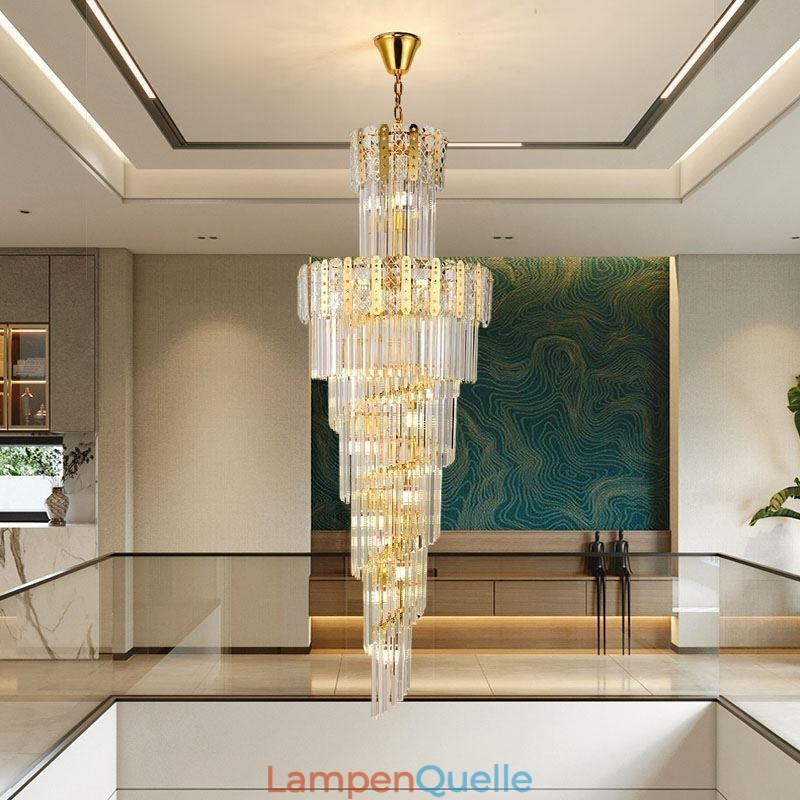 Gold Kristall Pendelleuchte Luxuriöse Dekorative Deckenleuchte 60*H180cm