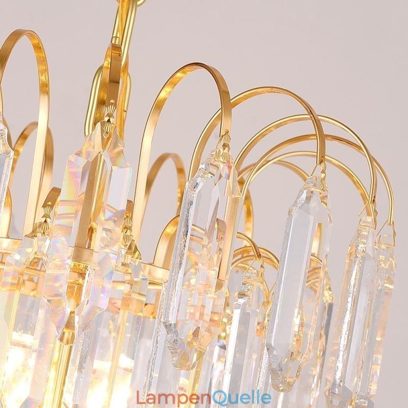 Kristall Pendelleuchte Galvanisiertes Gold Luxus Dekorative Deckenleuchte 60cm