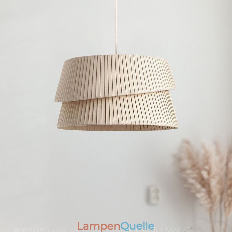 Pendelleuchte Französisch Creme Stil Doppelschicht Stoff Lampenschirm Deckenlampe