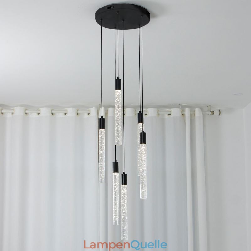 Pendelleuchte, schwarze Kristallsäule, Cluster-Deckenleuchte