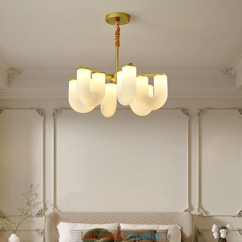 U-förmiger Kronleuchter, Pendelleuchte im französischen Creme-Stil