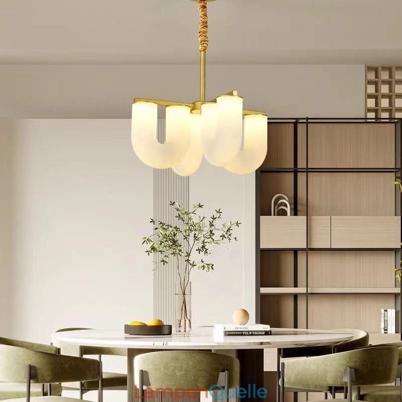 U-förmiger Kronleuchter, Pendelleuchte im französischen Creme-Stil
