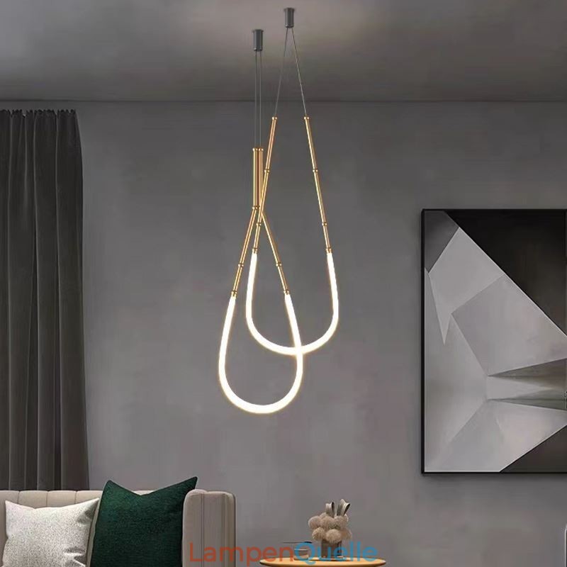 Pendelleuchte Creative Line Bambus Deckenleuchte Schwarz Gold