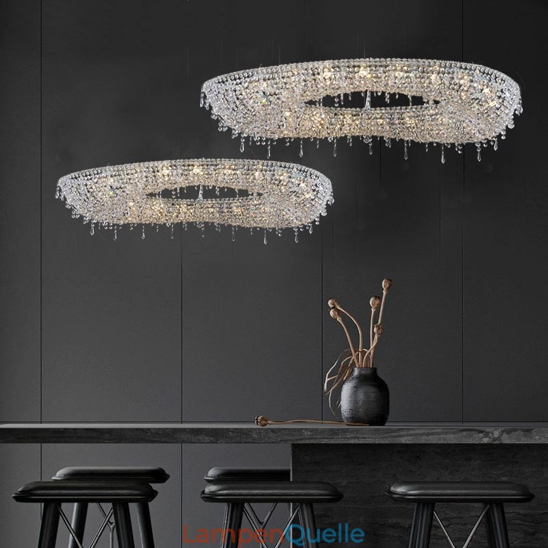 Kristall Pendelleuchte Moderne Luxus Oval Deckenleuchte