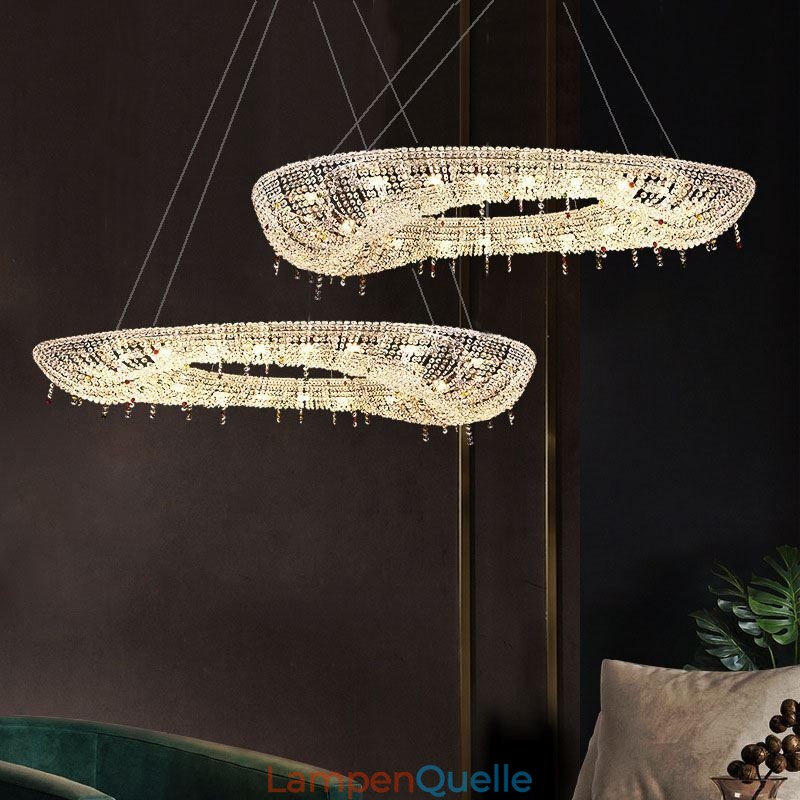 Kristall Pendelleuchte Moderne Luxus Oval Deckenleuchte