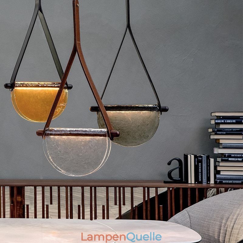 Pendelleuchte, moderne minimalistische Deckenleuchte aus Glas mit Gürtel