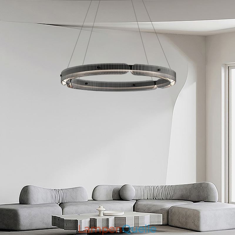 Kreis Pendelleuchte 60 80CM Glas Deckenleuchte Stufenlos Dimmbar Mit Fernbedienung