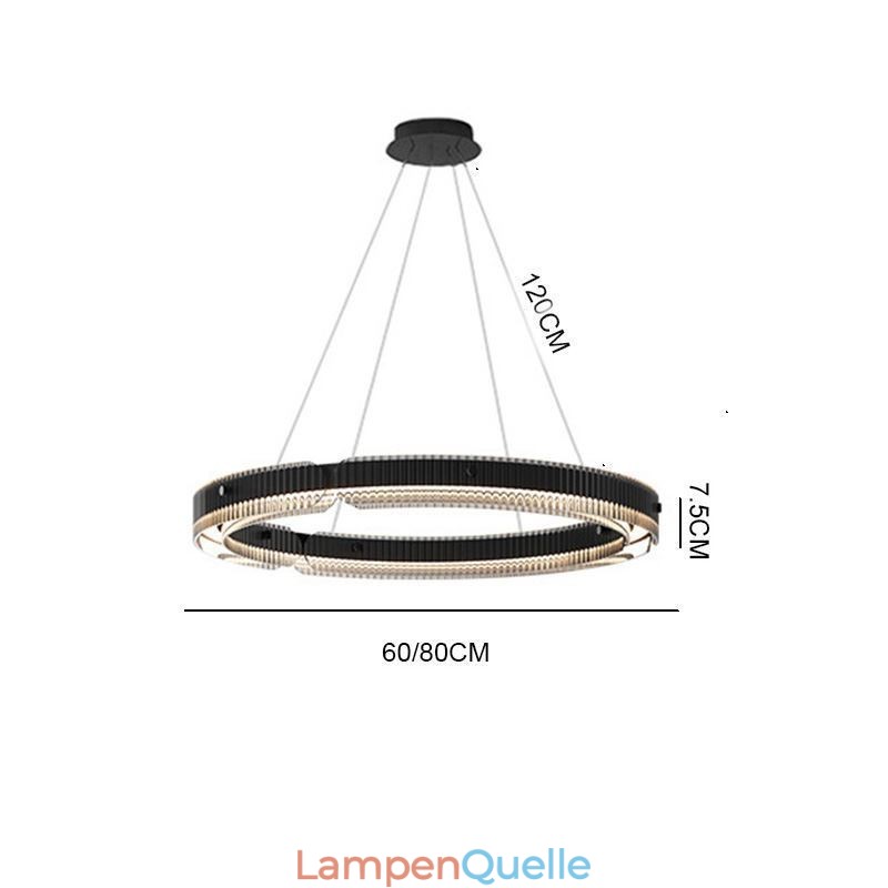 Kreis Pendelleuchte 60 80CM Glas Deckenleuchte Stufenlos Dimmbar Mit Fernbedienung