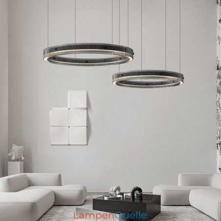 Pendelleuchte 60+80CM Doppelkreis Glas Deckenleuchte Stufenlos Dimmbar Mit Fernbedienung Pendelleuchte 60+80CM Doppelkreis Glas Deckenleuchte Stufenlos Dimmbar Mit Fernbedienung