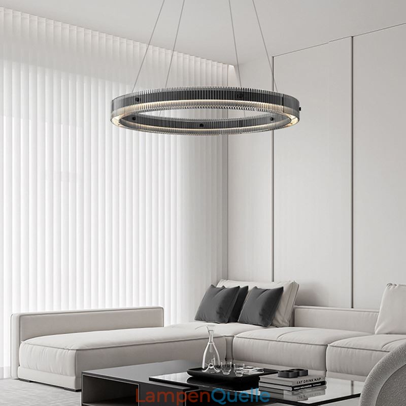 Glas Pendelleuchte 60 80CM Kreis Deckenleuchte Stufenlos Dimmbar Mit Fernbedienung