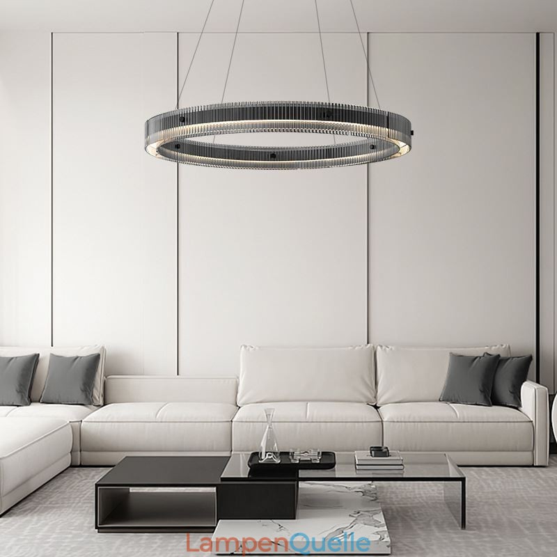Glas Pendelleuchte 60 80CM Kreis Deckenleuchte Stufenlos Dimmbar Mit Fernbedienung