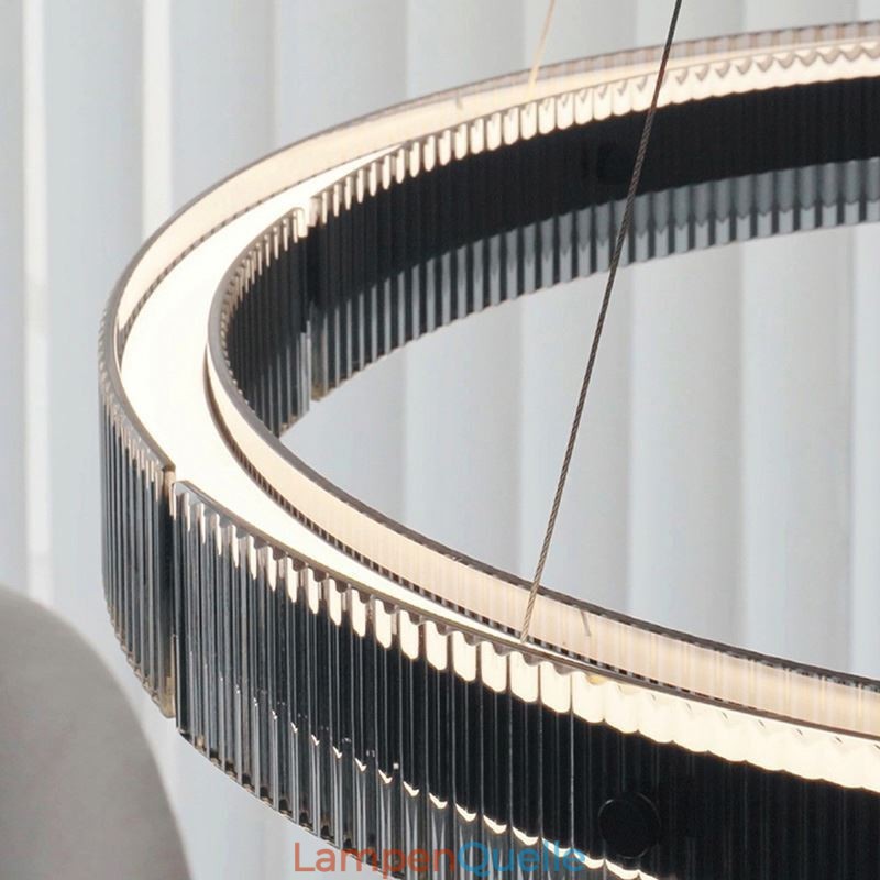 Glas Pendelleuchte 60 80CM Kreis Deckenleuchte Stufenlos Dimmbar Mit Fernbedienung