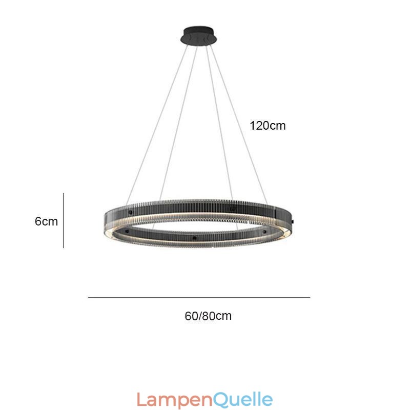 Glas Pendelleuchte 60 80CM Kreis Deckenleuchte Stufenlos Dimmbar Mit Fernbedienung
