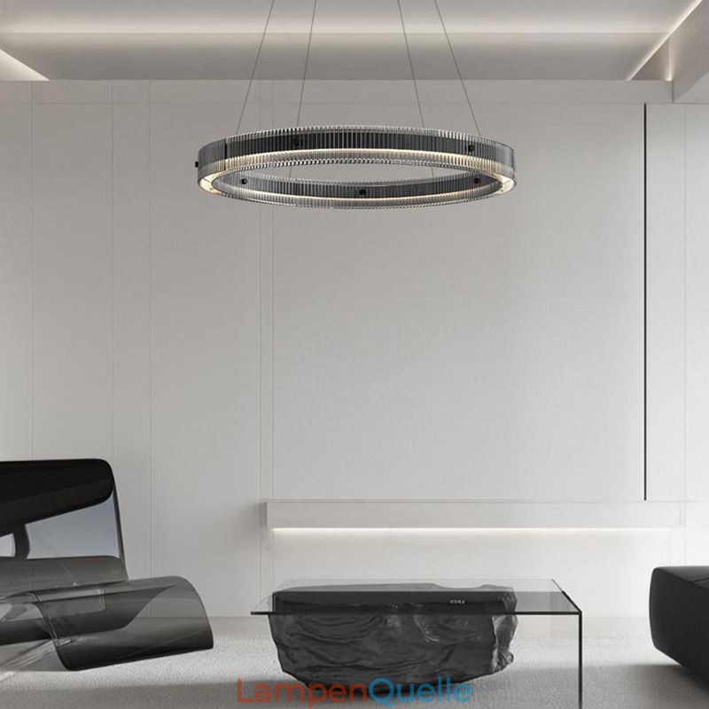 Glas Pendelleuchte 60 80CM Kreis Deckenleuchte Stufenlos Dimmbar Mit Fernbedienung