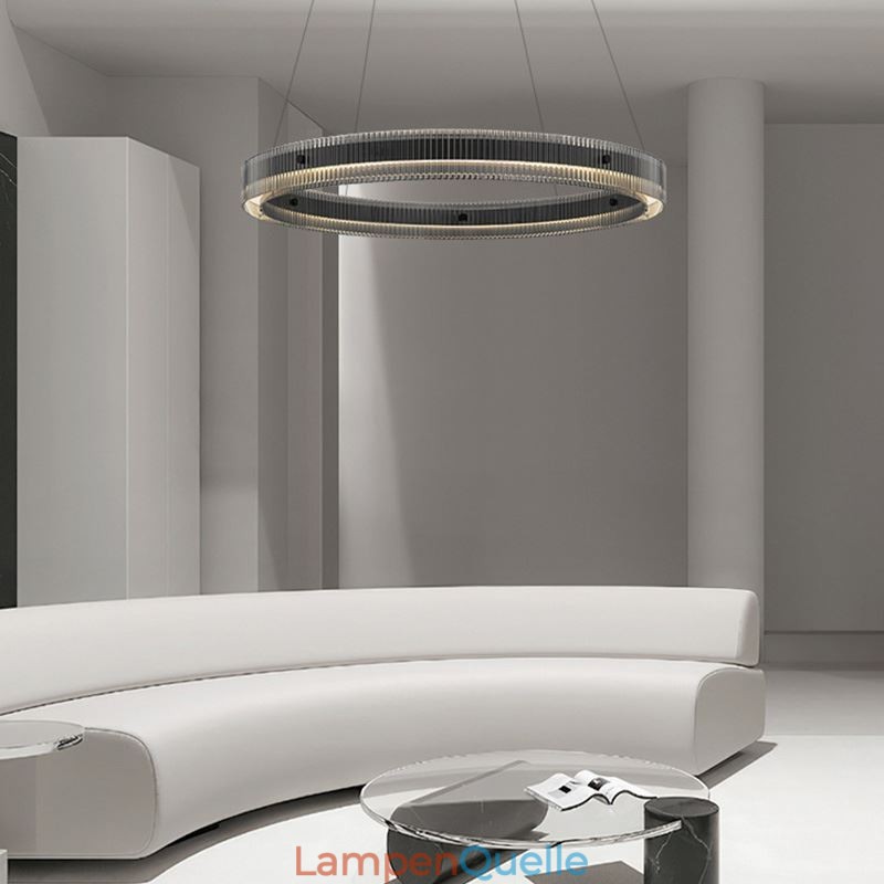 Glas Pendelleuchte 60 80CM Kreis Deckenleuchte Stufenlos Dimmbar Mit Fernbedienung