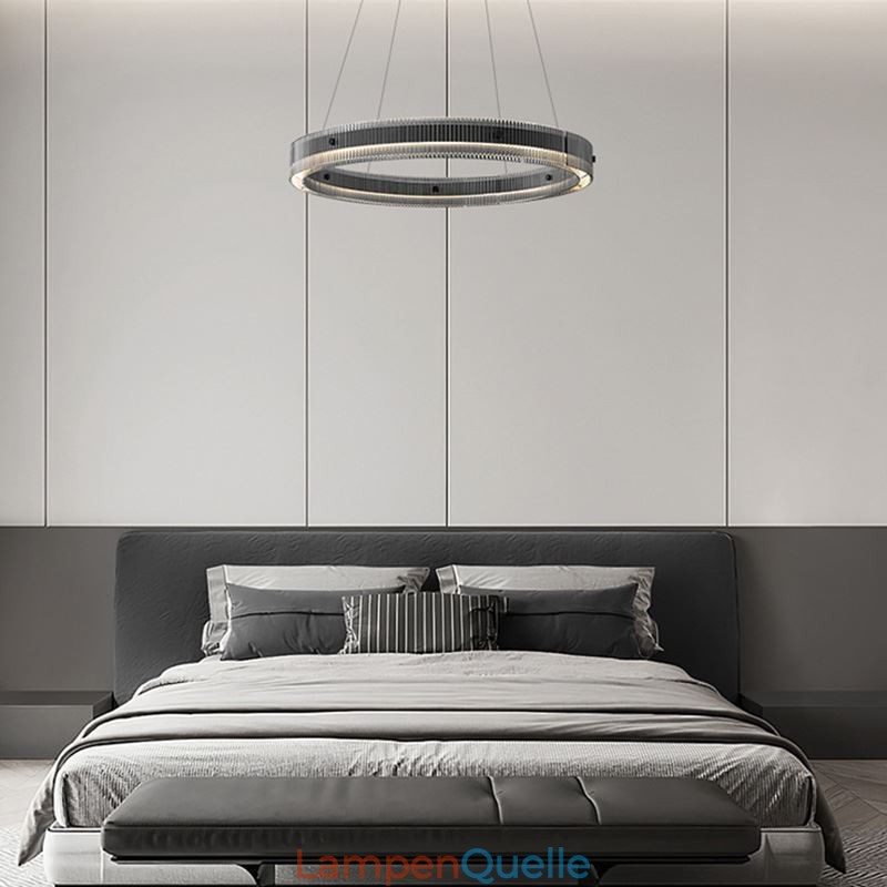 Glas Pendelleuchte 60 80CM Kreis Deckenleuchte Stufenlos Dimmbar Mit Fernbedienung
