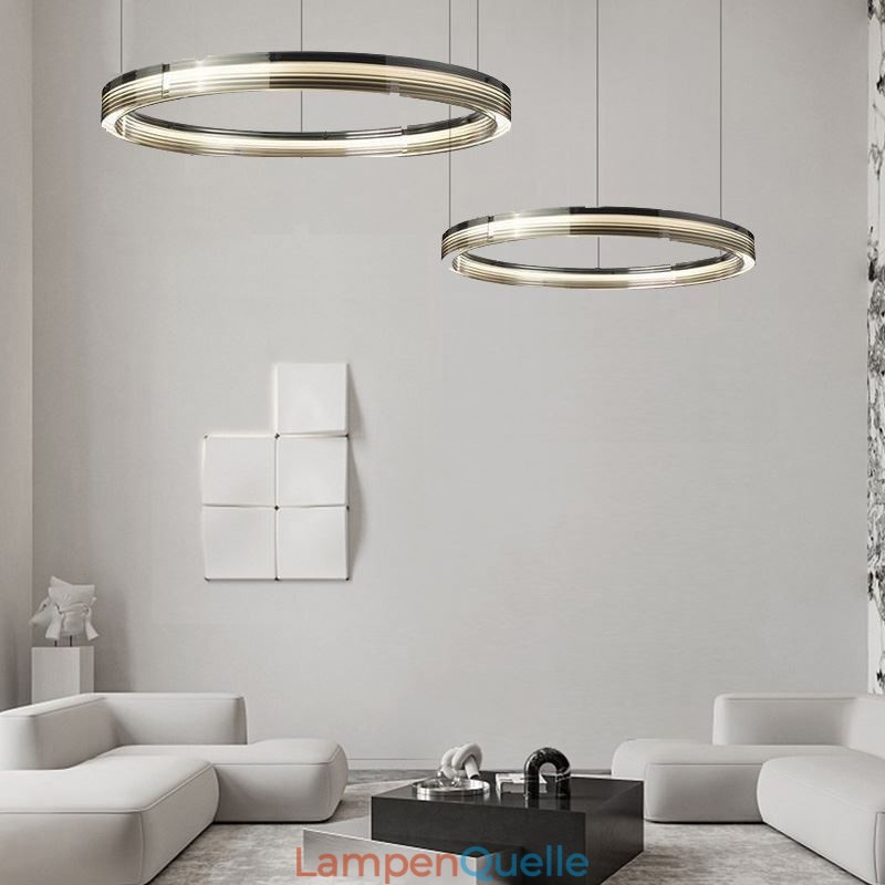 Glass Ceiling Light 60+80CM Circle Decoration Double Circle Pendant Light Trichromatic Dimming