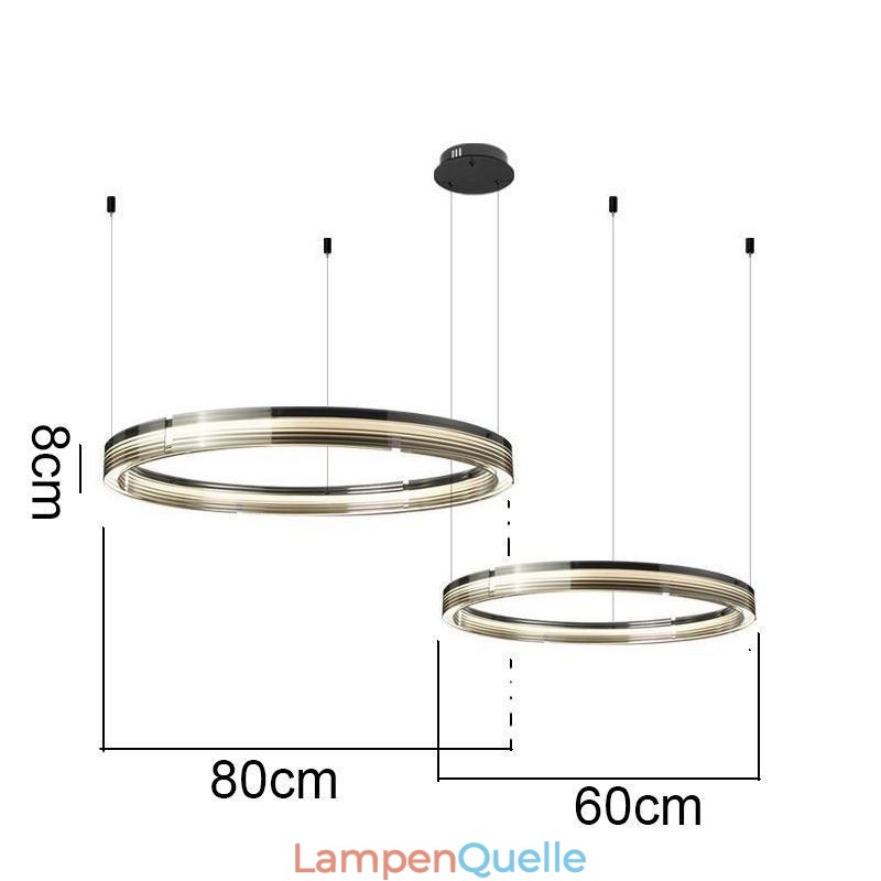 Glass Ceiling Light 60+80CM Circle Decoration Double Circle Pendant Light Trichromatic Dimming