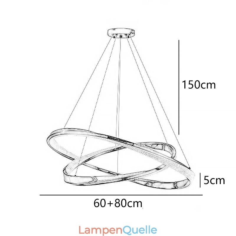 Pendelleuchte Schmiedeeisen Acryl Ring Doppelkreis Deckenleuchte