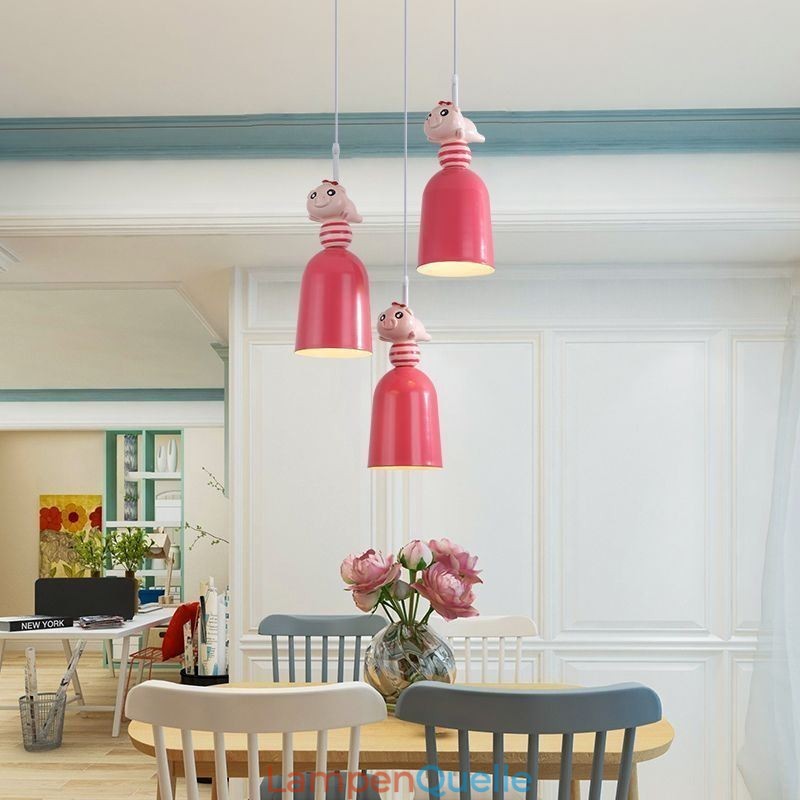 Moderne Pendelleuchte Schmiedeeisen Rosa Harz Piggy Deckenleuchte
