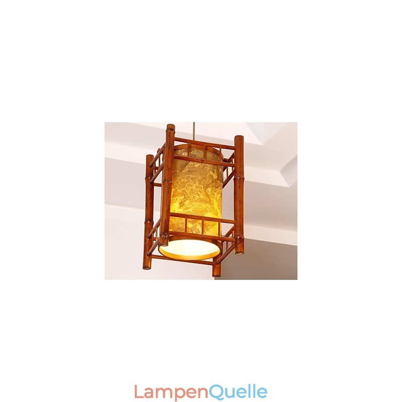 Retro Laterne Holz Bambus Kronleuchter